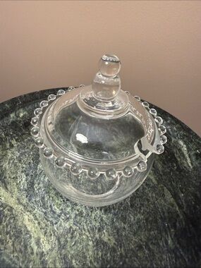 Vintage Candlewick Sugar Bowl or Marmalade jar - slotted for spoon- not included